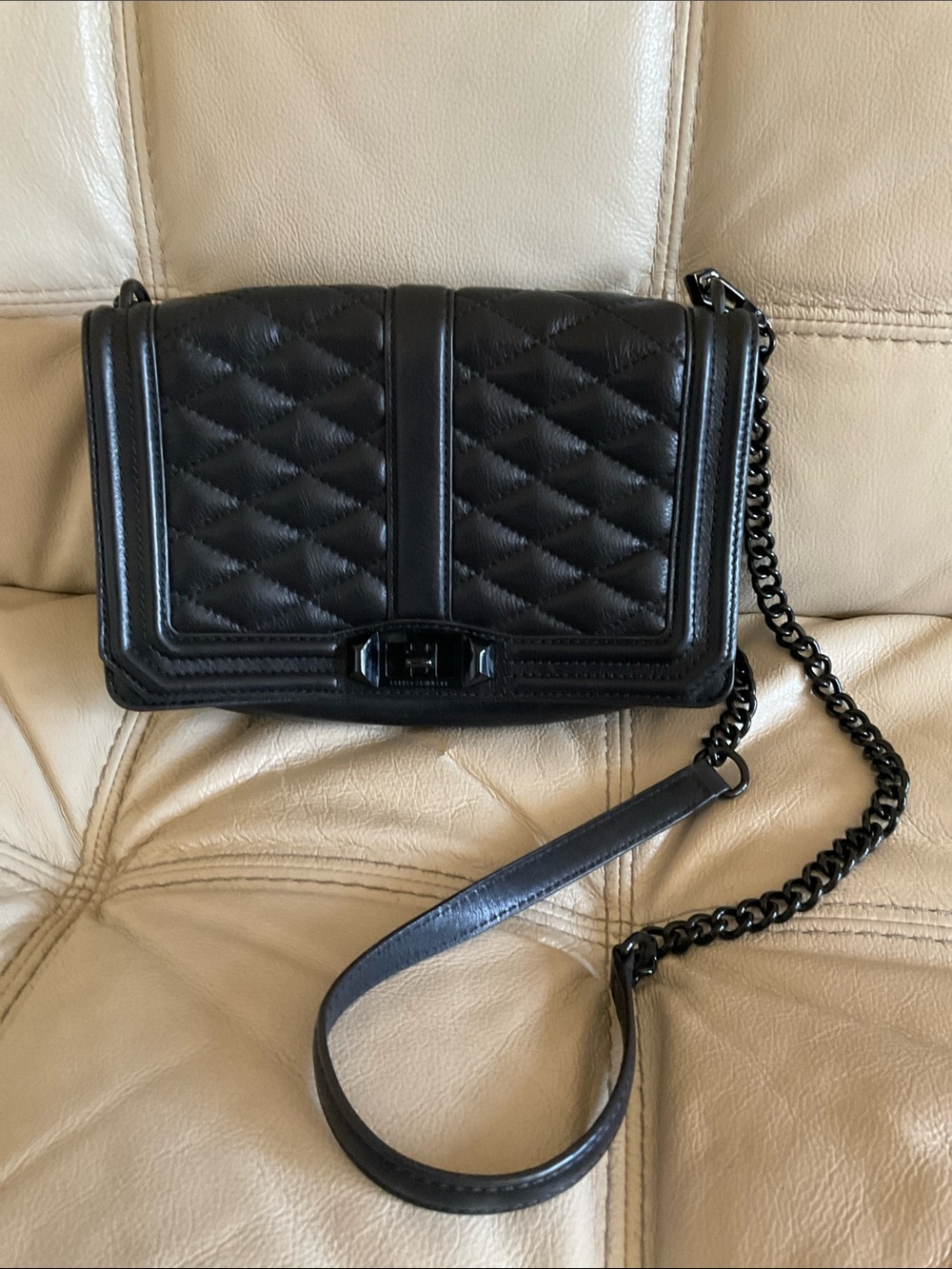 Rebecca Minkoff Black Quilted Leather Love Convertible Crossbody Bag
